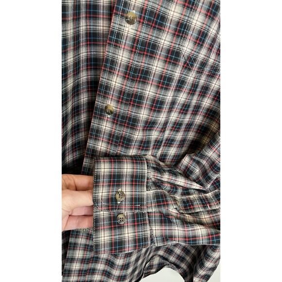 Ariat Western Shirt Plaid Stretch Pro Series Button Vented White Red Blue Men XL - Picture 6 of 11